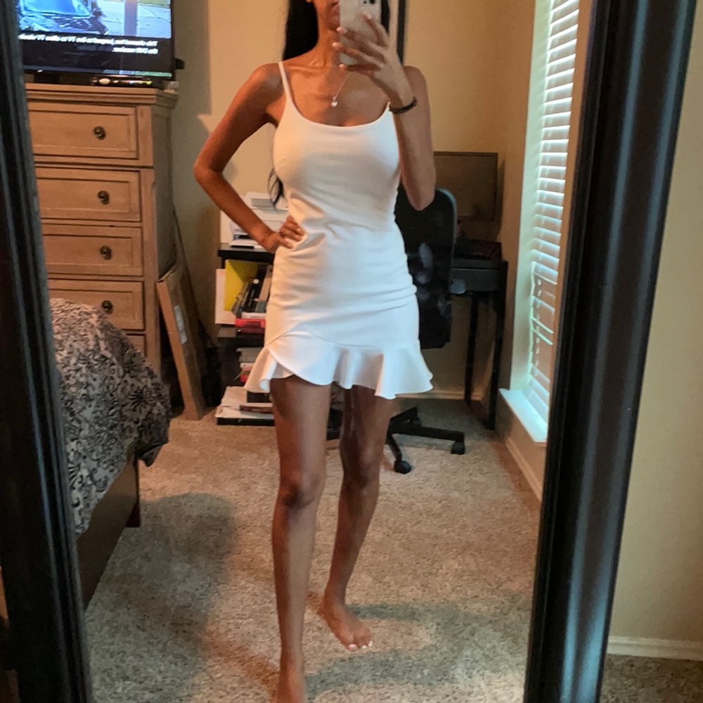 Ruffle white dress.